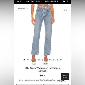Agolde 90s Pinch Waist Jean in Endless